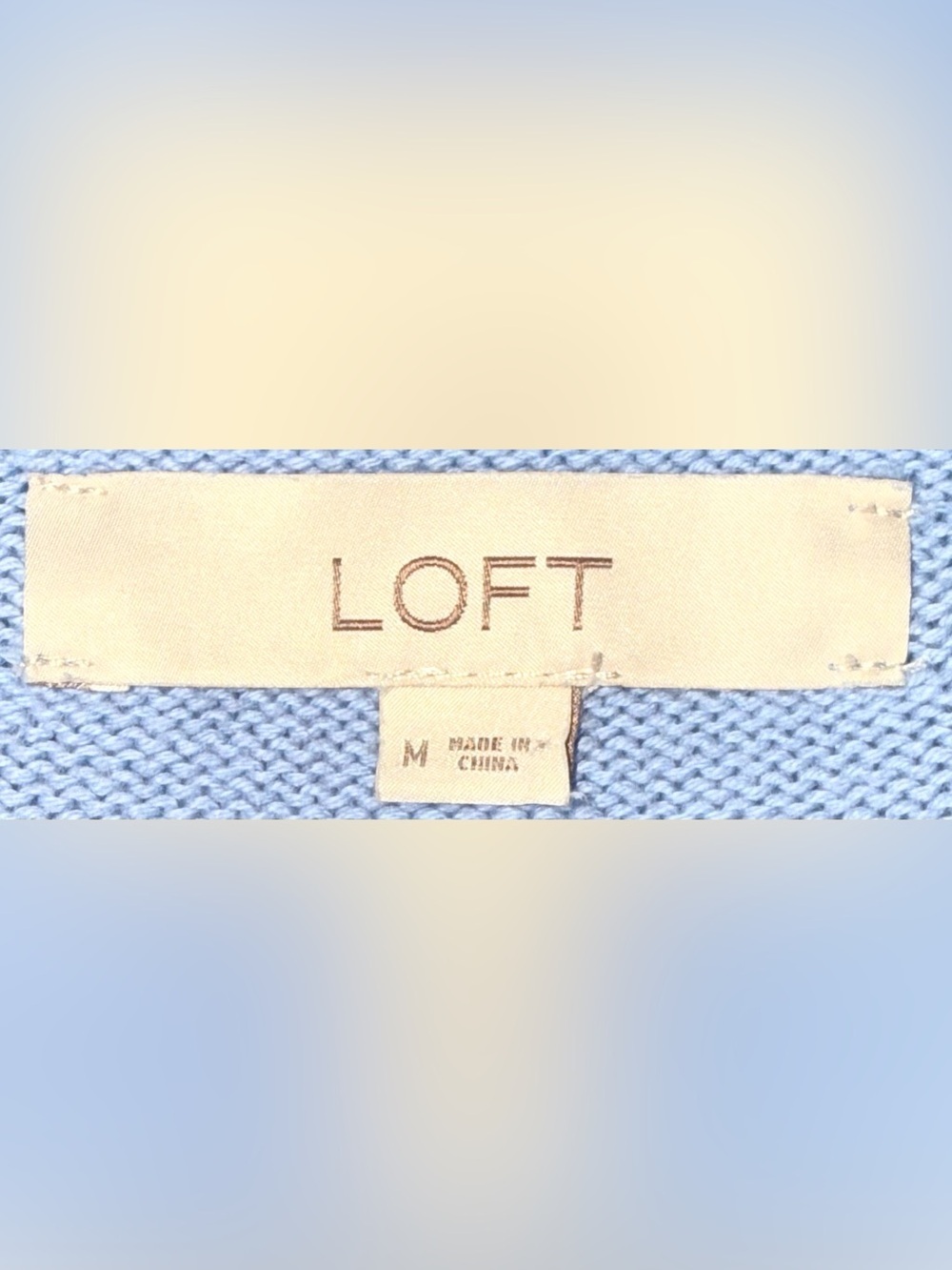 LOFT Sky Blue Puff Sleeve Parisian Chic Bicycle Classic Americana Knit Sweater-M - Picture 6 of 6
